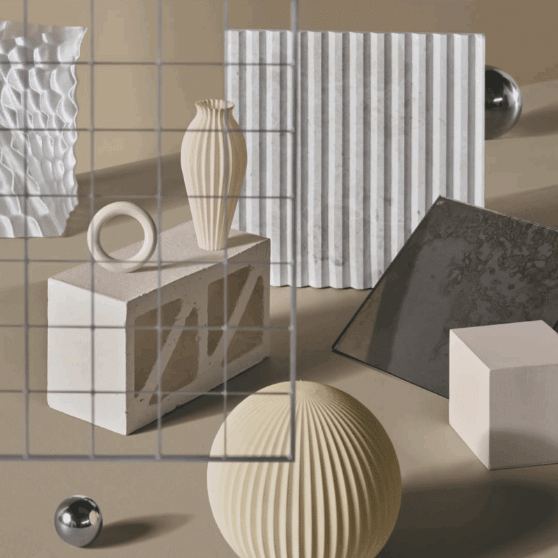 Screen blocks used as photography styling and decor