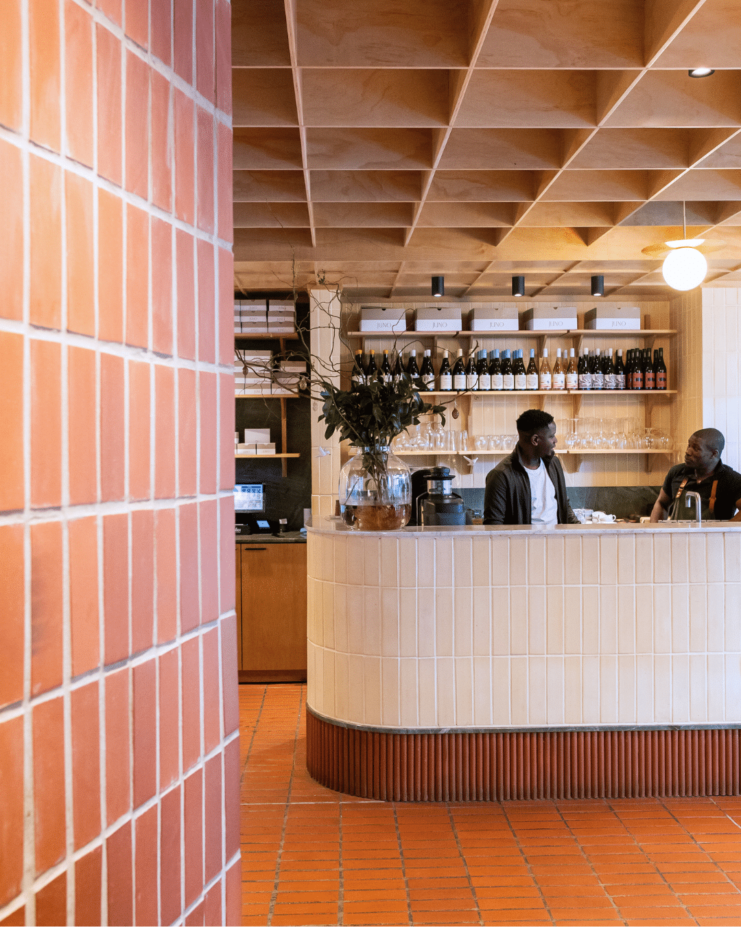 Klay terracotta Cape Thin Bricks used as cladding and flooring at Sea Point cafe